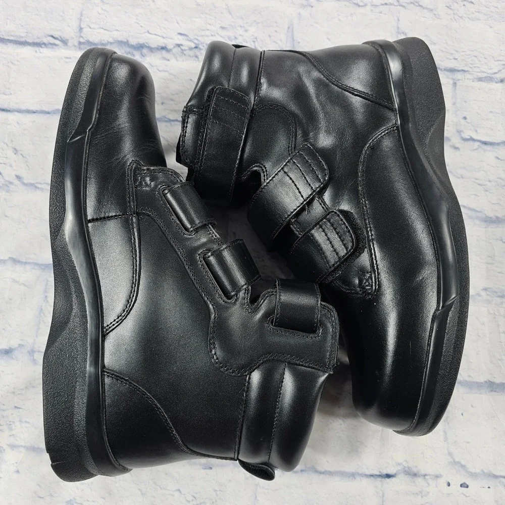 Apex Ambulator Walking Boots Men 11.5 Wide Black Leather Orthotic Diabetic Strap